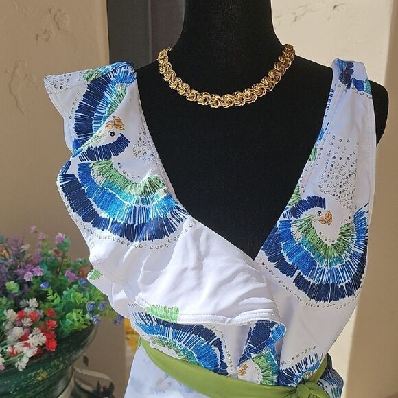 Womens One Piece Swimsuit With Sarong Size XL - Picture 7 of 9